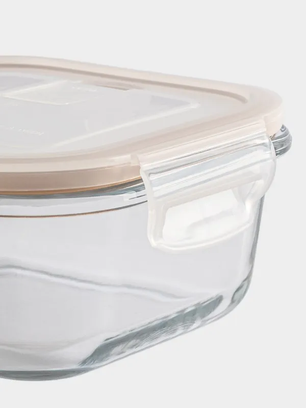 Контейнер, 520 мл, қысқыштары бар, клапаны бар, шыны Т/пластик, шаршы, Soft kitchen, image-4