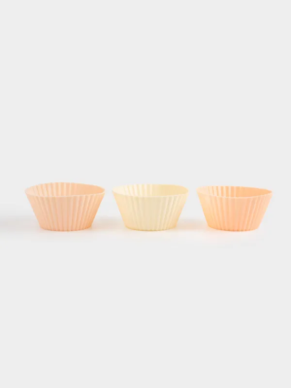 Кекстерді пісіруге арналған табақ, 7х3 см, 6 дана, силикон, бежевый / қызғылт / ақ, наубайхана, image-1