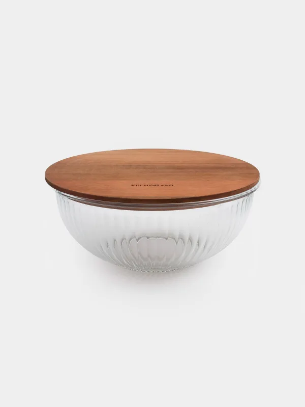 Тостаған, 2 л, қақпағы бар, шыны Р/ағаш, Ravi wood, image-1