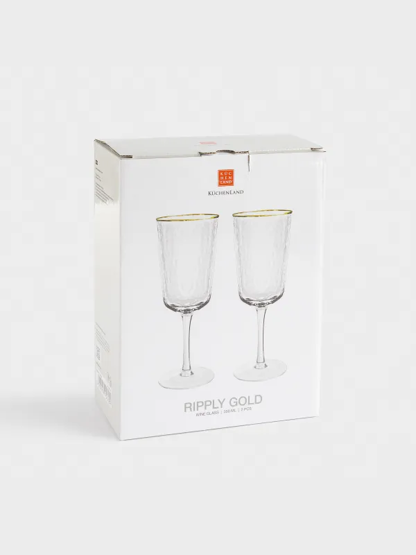 Бокал для вина, 2 шт, с золотистым кантом, Ripply gold, image-4