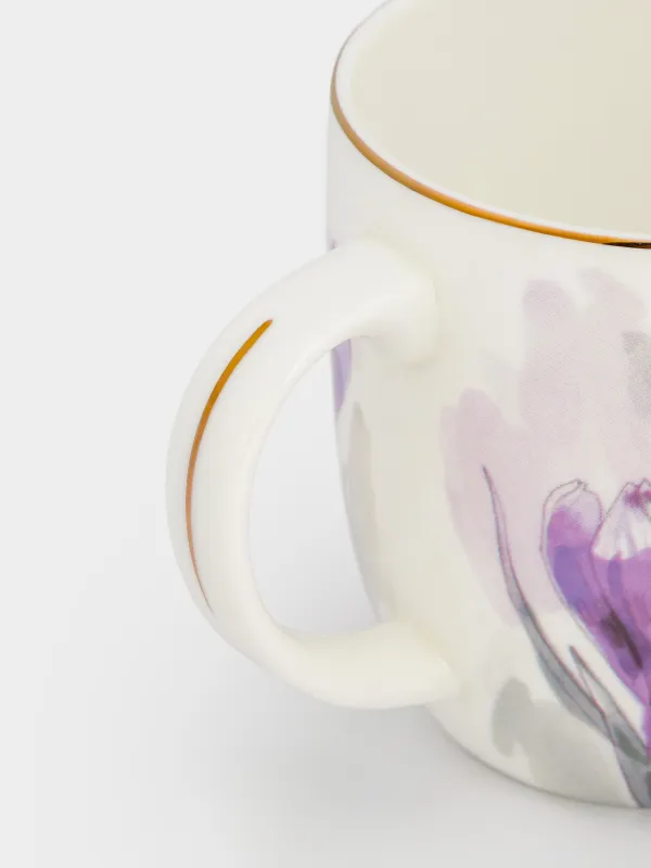 Саптыаяқ, 370 мл, 2 дана, фарфор F, ақ, алтын жиектері бар, Көктемгі гүлдер, Bloome, image-2