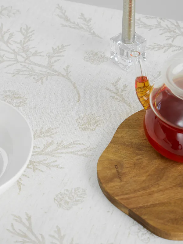 Дастархан, 170х250 см, жаккард, полиэстер, сарғылт-қоңыр, Қылқан жапырақты бұтақтар, Conifer branches, image-2