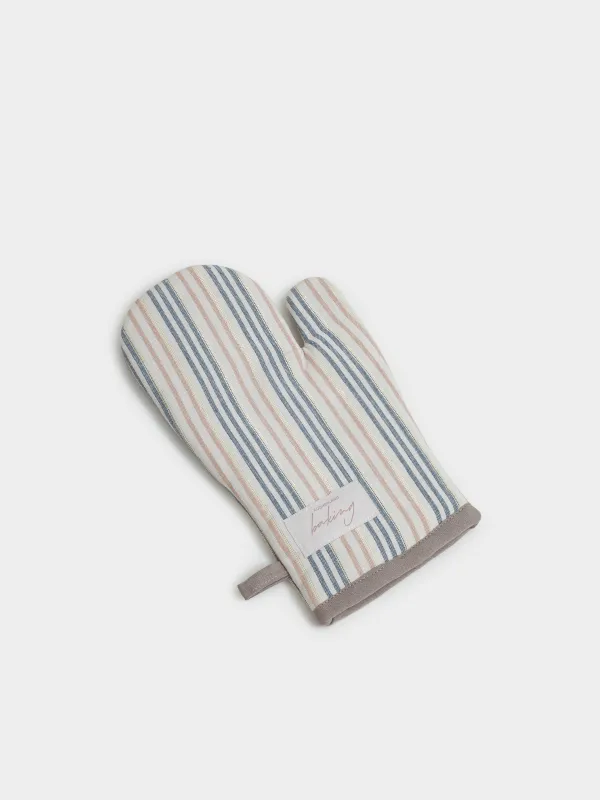 Прихватка-варежка, 18х30 см, хлопок, молочная, Полосы, Stripes kitchen, image-2