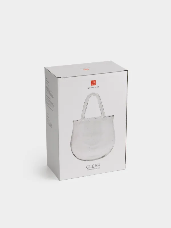 Ваза для цветов, 31 см, декоративная, с ручкой, Сумка, Clear, image-5