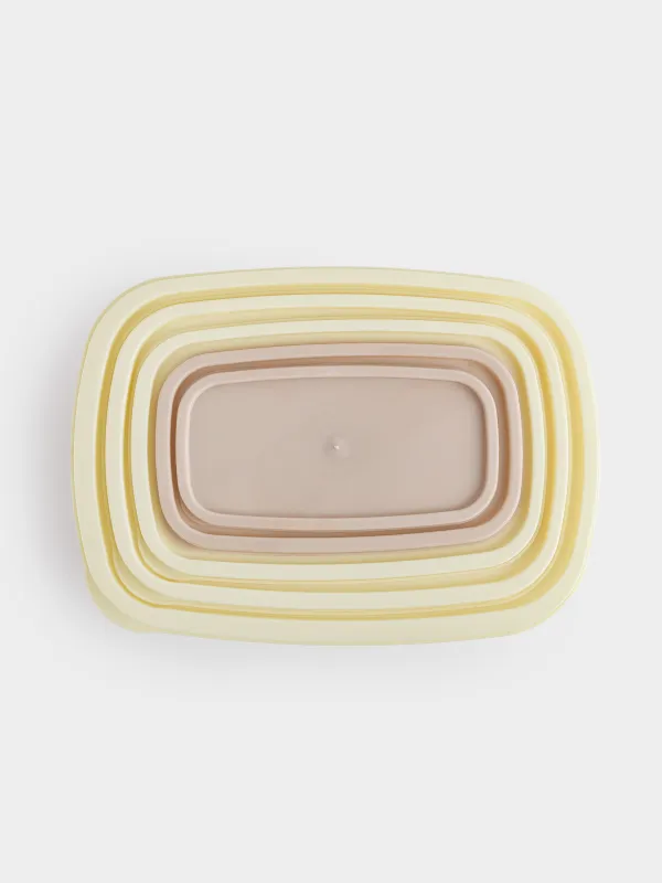 Контейнерлер жинағы, 5 дана, пластик, тікбұрышты, сүт/сұр-қоңыр, Rista, image-3