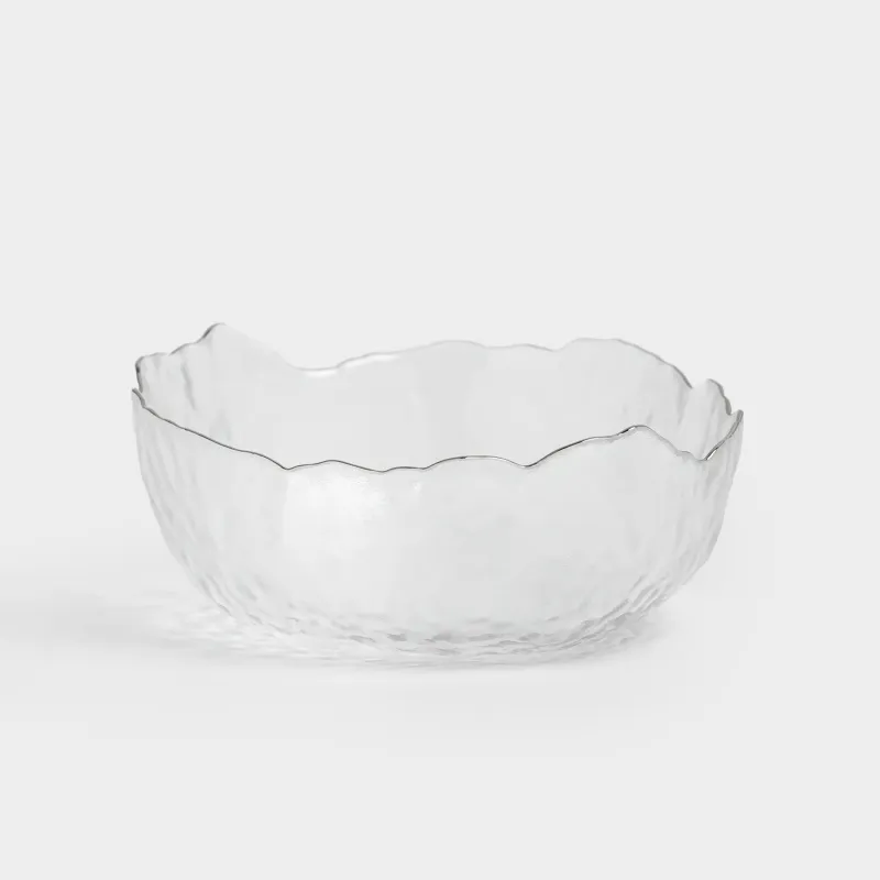 Салат ыдысы, 20х9 см, 1,1 л, шыны, күміс жиегі бар, Nautilus silver