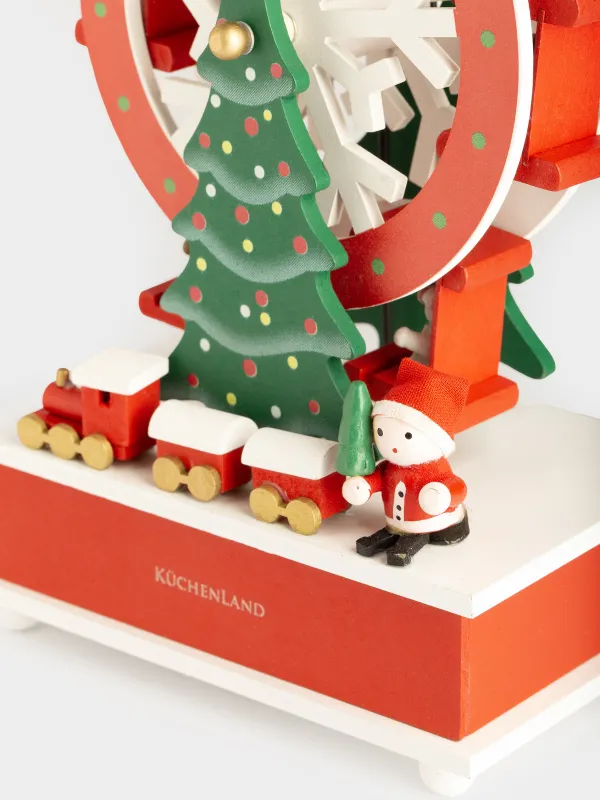 Статуэтка музыкальная, 20 см, заводная, МДФ, красно-белая, Карусель-елка, Christmas style, image-3