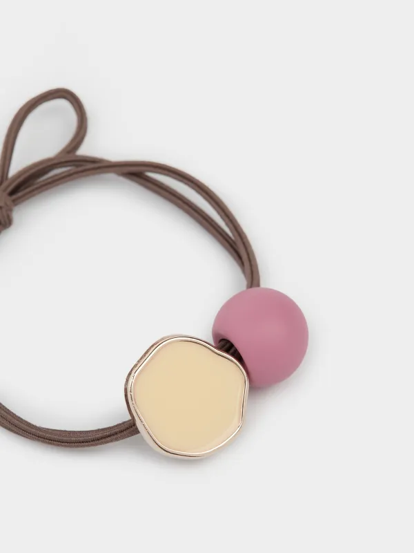 Резинка для волос, 5 см, детская, пластик/полиэстер, розово-бежевая, Gracile, image-1