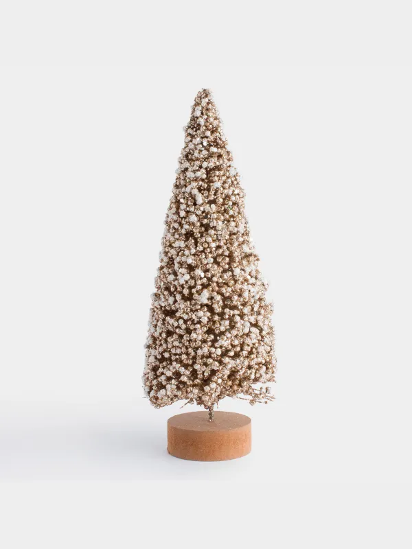 Мүсінше, 21 см, тұғырда, пластик/металл, ақ-алтын, Қар басқан шырша, Frosty sparks, image-0