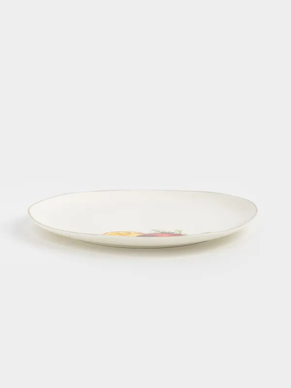 Тіскебасар тәрелкесі, 21 см, фарфор N, ақ, алтын жиектері бар, Анар мен апельсин, Christmas miracle, image-2