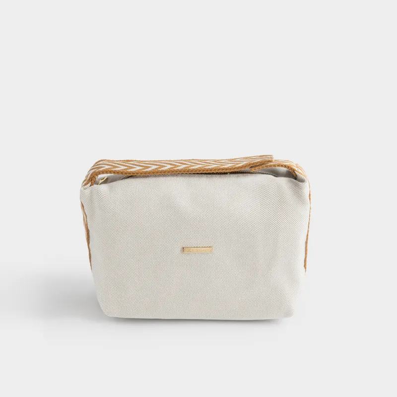 Косметика сөмкесі, 23х13 см, тұтқасы бар, полиэстер, сарғылт, Canvas