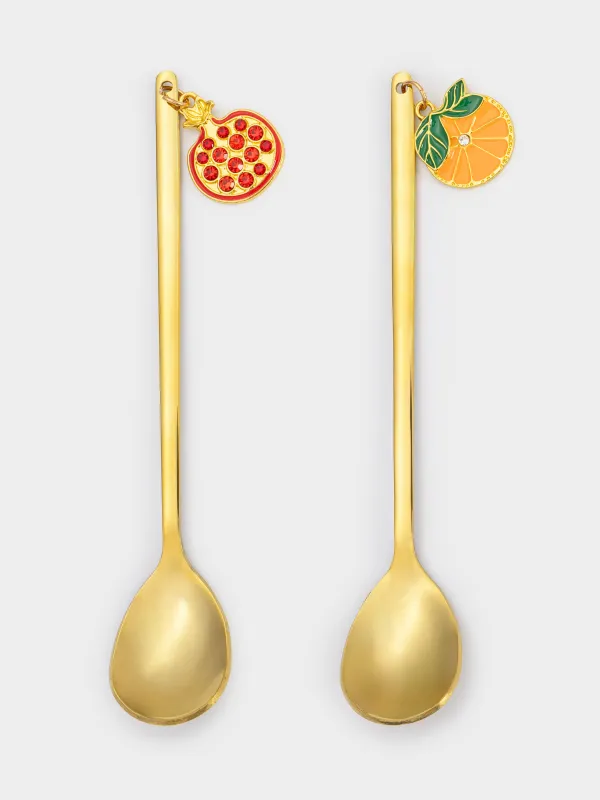 Десерт қасығы, 14 см, 2 дана, болат, алтын, Анар және апельсин, Garnet gold, image-4