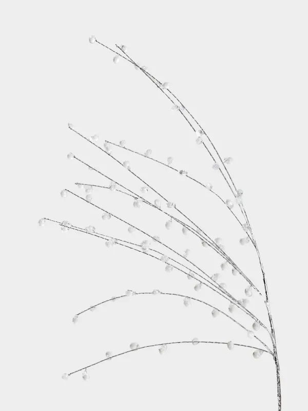 Сәндік бұтақ, 80 см, акрил/металл, Кристалдары бар күміс бұтақ, Crystal decor, image-1