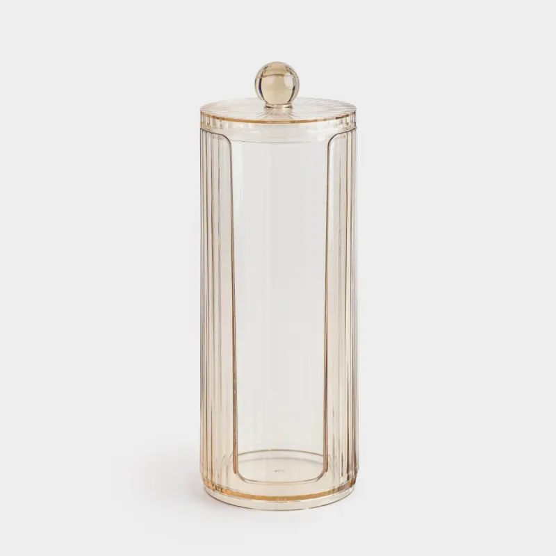 Контейнер для ватных дисков, 7x20 см, с крышкой, пластик, янтарный, Ribby color