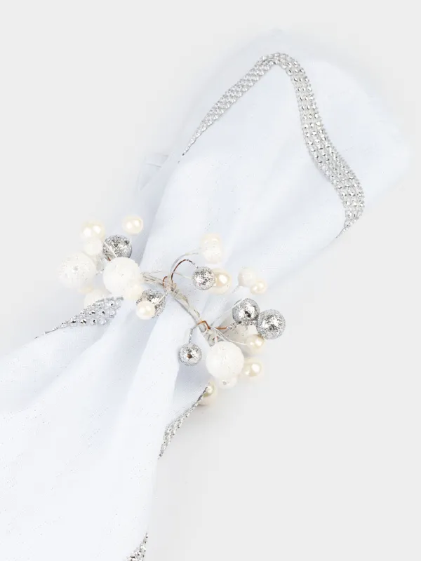 Майлық сақинасы, 5 см, пластик, сүтті күміс, Рождестволық шарлар, Balls sparkle, image-4