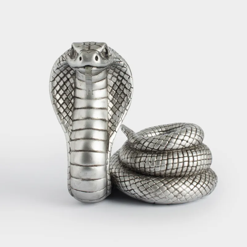 Статуэтка, 13 см, полирезин, серебристая, Кобра, Cobra cute, image-0