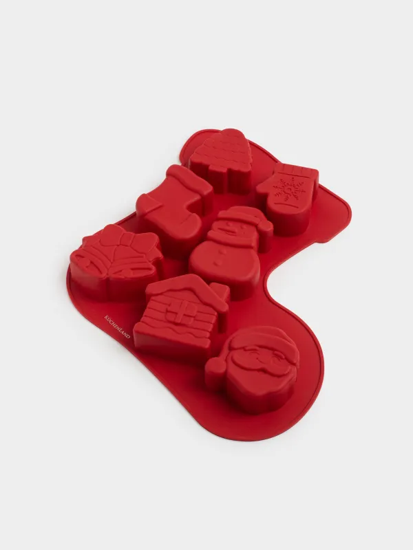 Форма для выпечки кексов, 28х24 см, 7 отд, силикон, красная, Сапожок, Bakery color, image-1