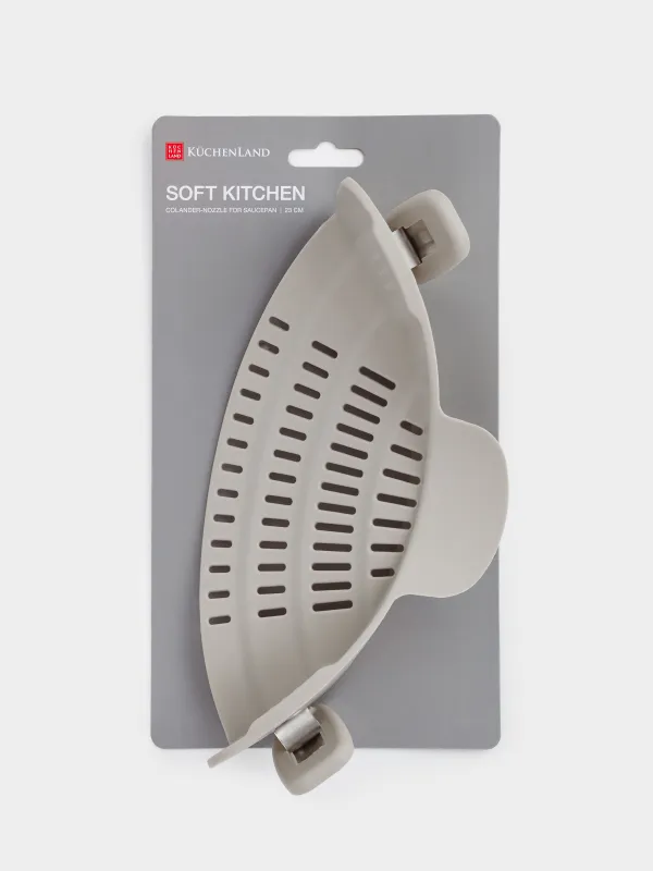 Табаға арналған дуршлаг-саптама, 23 см, қысқыштарда, пластик, сұр-қоңыр, Soft kitchen, image-5