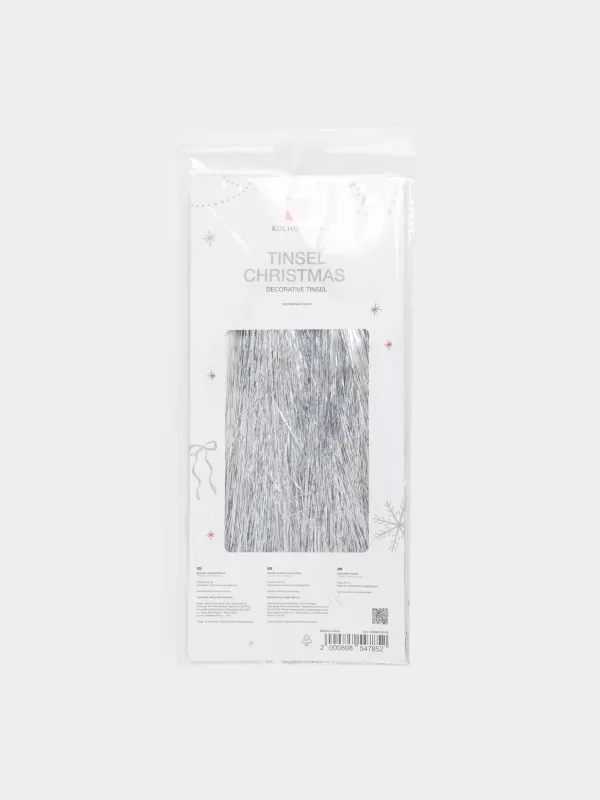 Дождик декоративный, 46 см, мишура, серебристый, Нити, Tinsel christmas, image-4