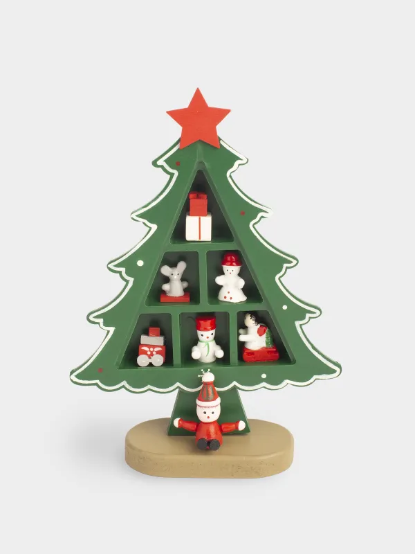 Мүсінше, 19 см, MDF, жасыл, Ойыншықтары бар шырша-шкаф, Christmas style, image-1