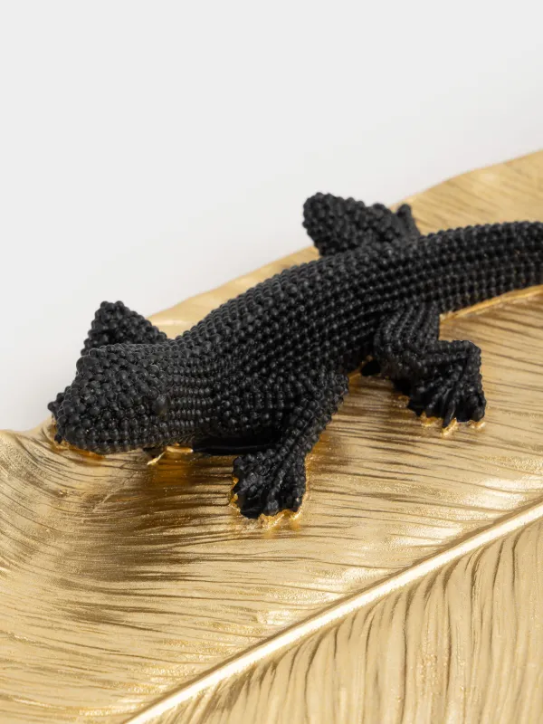 Блюдо декоративное, 27х13 см, полирезин, золотистое, Черная ящерица, Paradise garden, image-3