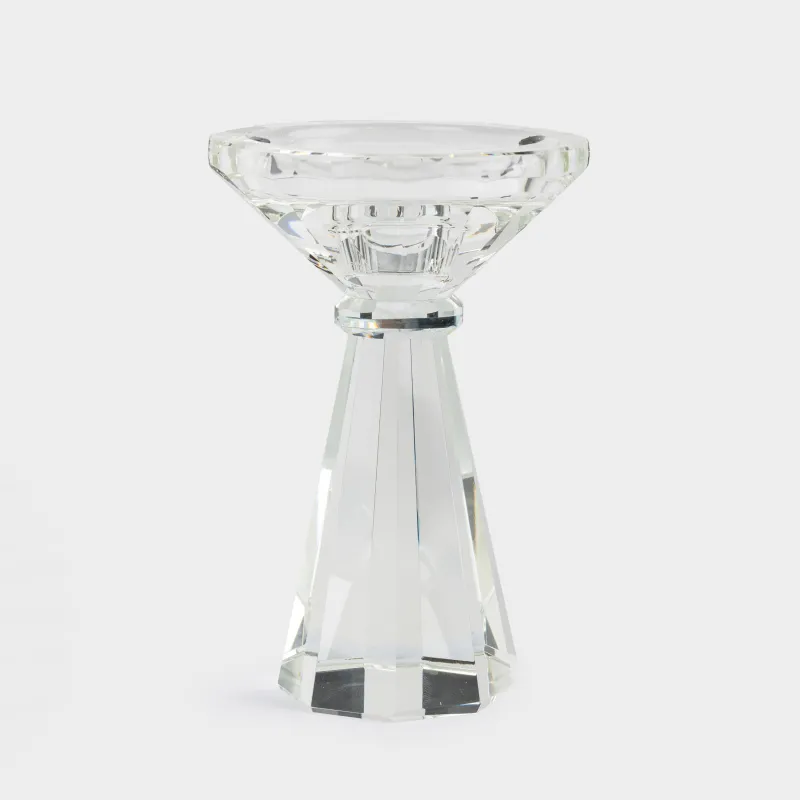 Шам ұстағыш, 15 см, цилиндрлік/жіңішке шамға арналған, аяқты, хрусталь шыны, Lux crystal