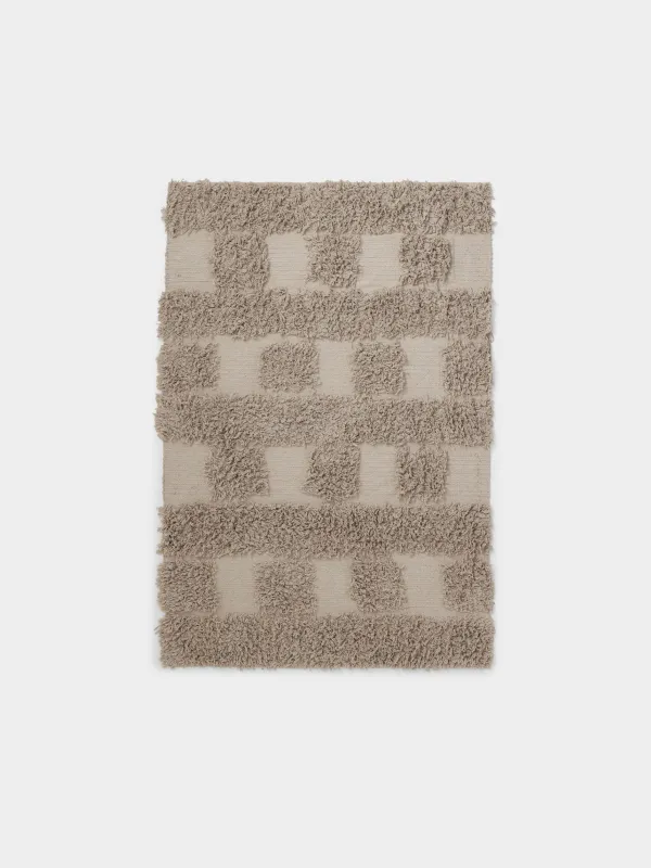 Кілем, 120х180 см, түкті, мақта, сарғылт-қоңыр, Cage pattern, image-0