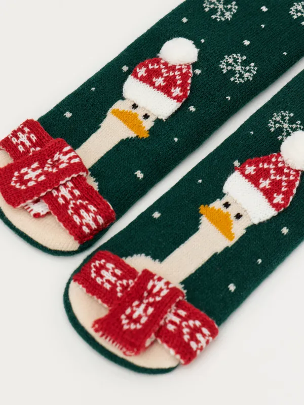 Әйелдер шұлықтары, үйге арналған, өлшемі 39-41, акрил/полиэстер, жасыл, Қалпақ киген қаз, Hot winter, image-1