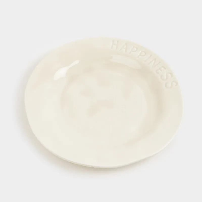 Тарелка десертная, 20 см, фарфор P, молочная, Happiness, Crumple words, image-1