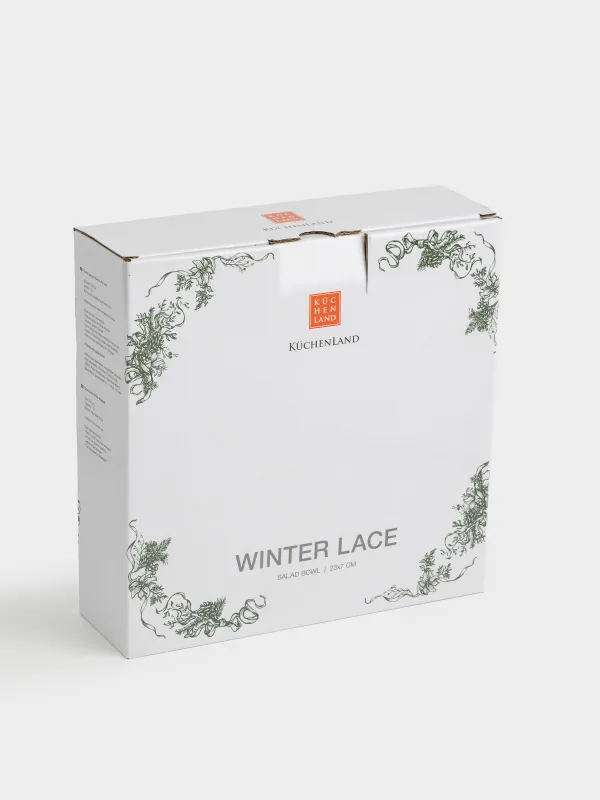 Салатник, 23х7 см, 1,2 л, фарфор N, бело-зеленый, Зимний букет, Winter lace, image-6