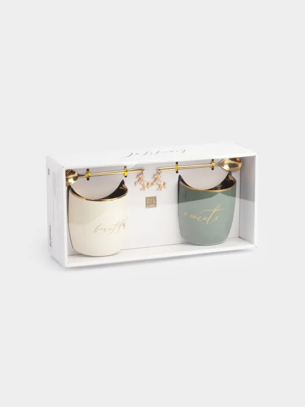 Саптыаяқ, 380 мл, 2 дана, қасықтары бар, фарфор N/болат, түс/түс, Design/Design, Scroll, image-7