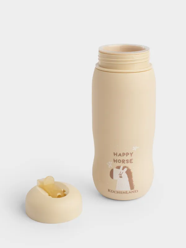 Ішуге арналған бөтелке, балаларға арналған, 450 мл, бауы бар, силикон/пластик, көгілдір, Жылқы, Kiddy, image-8