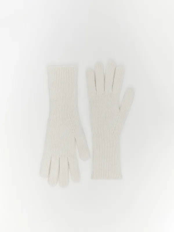 Перчатки женские, единый размер, акрил/полиэстер/нейлон, молочные, Knitting, image-0