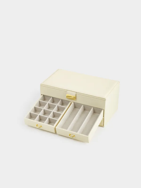 Зергерлік қорап, 26х15 см, айнасы бар, ағаш/жасанды былғары, экру, Premiere, image-3