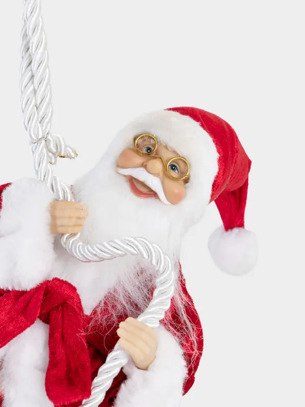 Изделие декоративное, 40 см, подвесное, пластик/полиэстер, красное, Санта на канате, Magic time, image-1