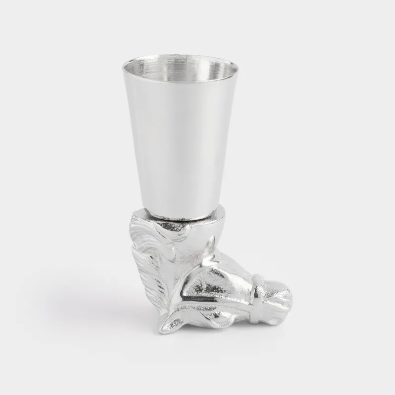 Стопка для водки, 150 мл, металл, серебристая, Конь, Horse silver