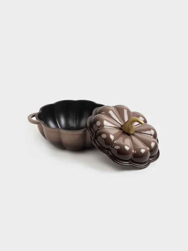 Кастрюля, 20 см, 1,7 л, с крышкой, чугун, коричневая, Тыква, Gourd, image-4