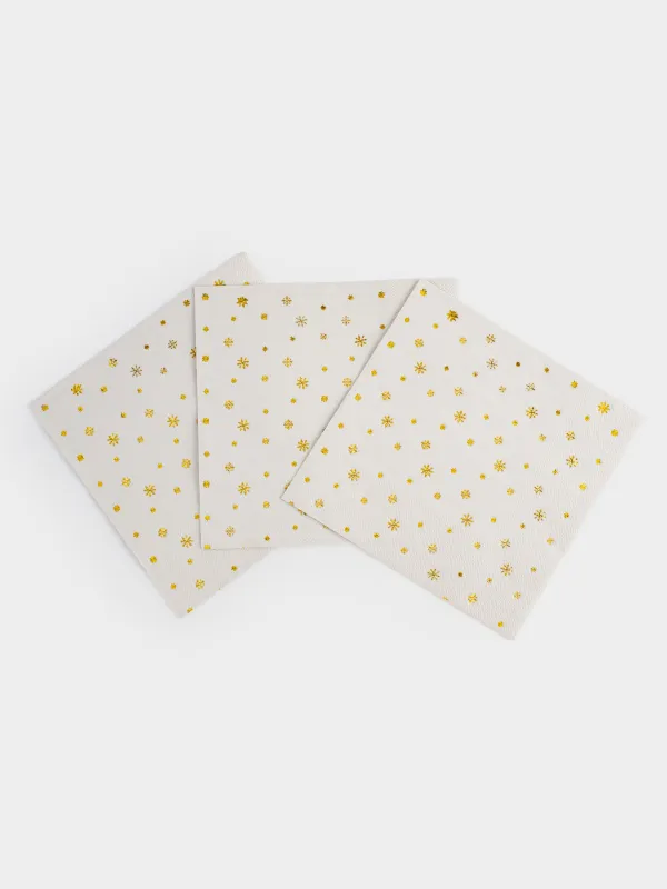 Салфетки бумажные, 33х33 см, Snowfall gold, image-2