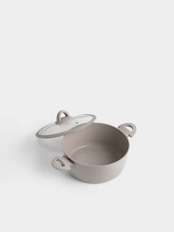 Кастрюля, 24 см, 3,9 л, с крышкой, с покрытием, алюминий, серая, Ginelli, image-2