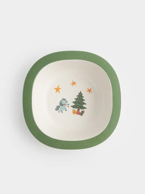 Сорпа тәрелкесі, балаларға арналған, 14х4 см, бамбук, жасыл, Шыршасы бар жылқы, Little horse, image-2