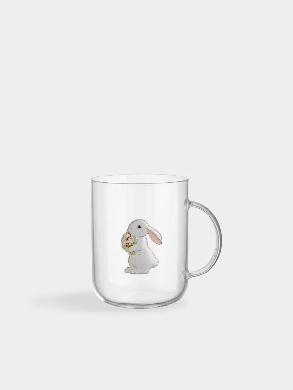 Кружка, 450 мл, Кролик с цветами, Lux elements, image-0