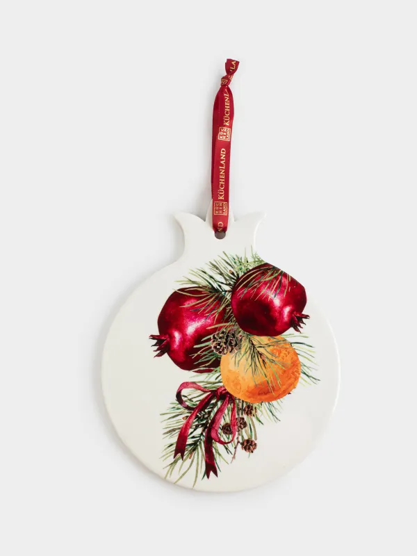 Ыстыққа арналған тұғыр, 14х28 см, керамика/тығын, ақ, Анарлар және апельсиндер, Christmas miracle, image-0