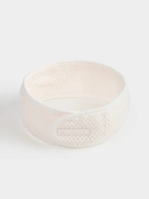 Повязка для волос, 56x9 см, флис, на липучке, молочная, Ratine, image-1