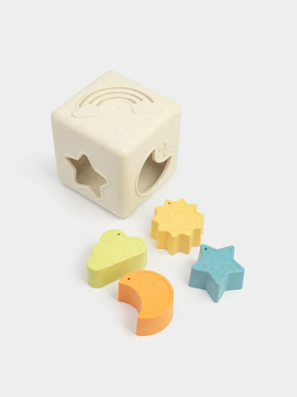 Игрушка-сортер, 11 см, 5 пр, развивающая, растительное волокно/пластик, Кубик, Kiddy, image-4