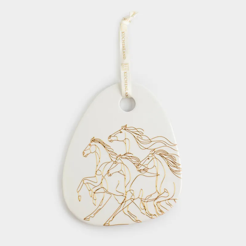 Ыстыққа арналған тұғыр, 15х20 см, керамика/тығын, сопақ, сүт түстес, Жылқы, Horse gold