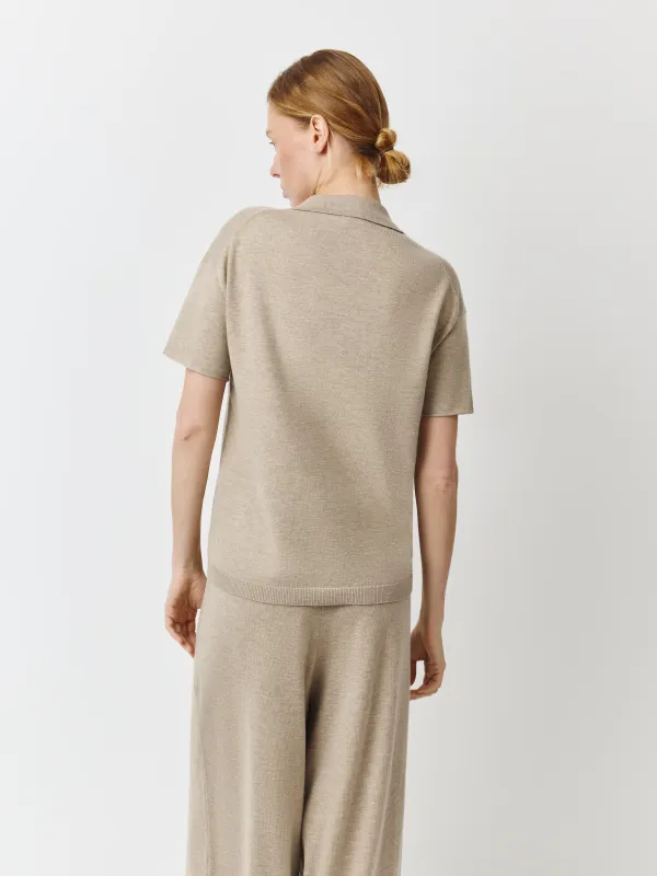 Әйелдер жемпірі, өлшемі L, поло жағасы бар, полиэстер/акрил/нейлон/жүн К, сарғылт-қоңыр, Agueda, image-3