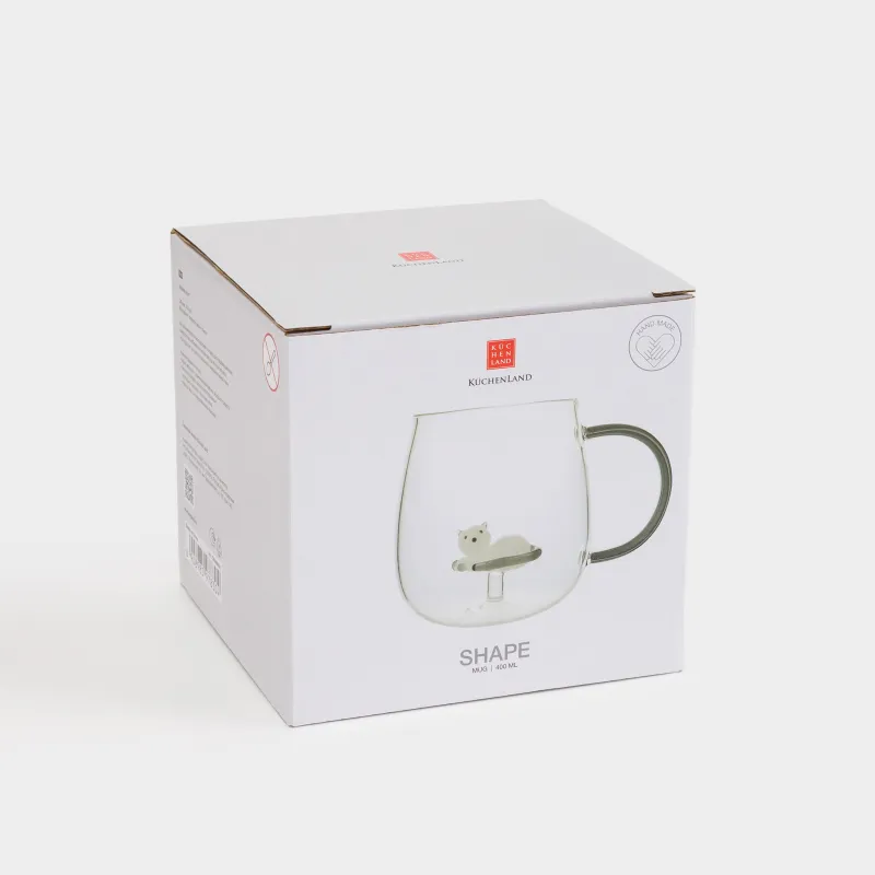 Саптыаяқ, 400 мл, шыны Б, сұр тұтқа, мысық, Shape, image-3