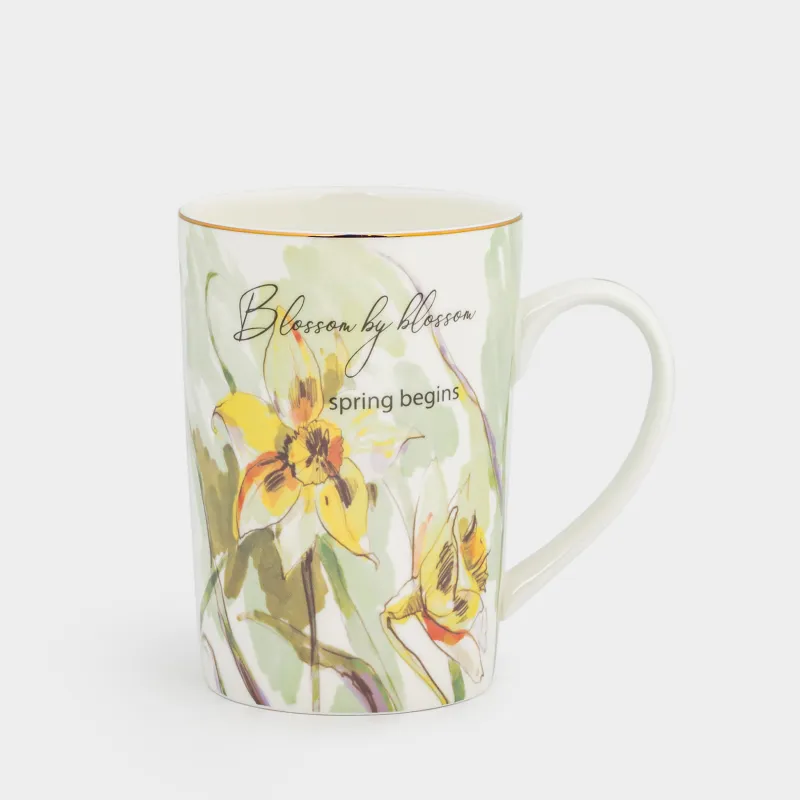 Саптыаяқ, 450 мл, фарфор F, ақ, алтын жиектері бар, Нәркестер, Bloom