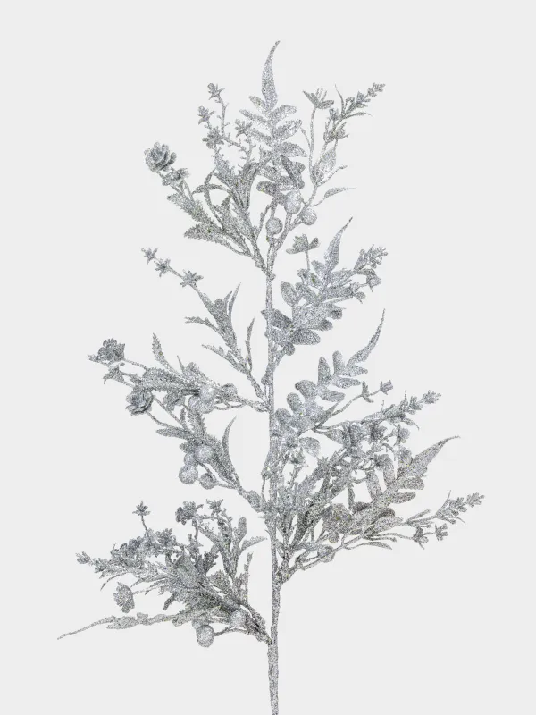Ветка декоративная, 64 см, полиэтилен/пластик, серебристая, Ель, Sparkle decor, image-1