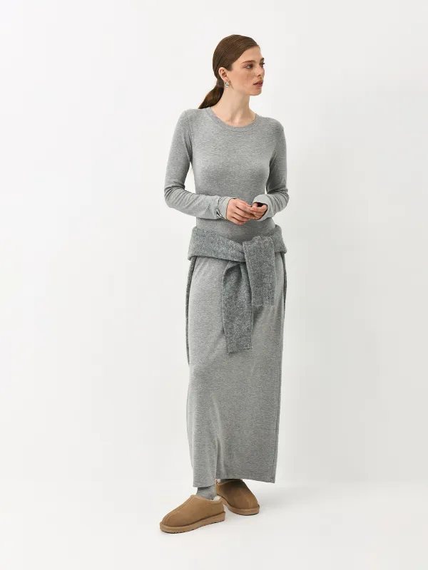 Әйелдер көйлегі, макси, өлшемі L, ұзын жеңді, вискоза/спандекс, сұр, Alfonsina, image-6